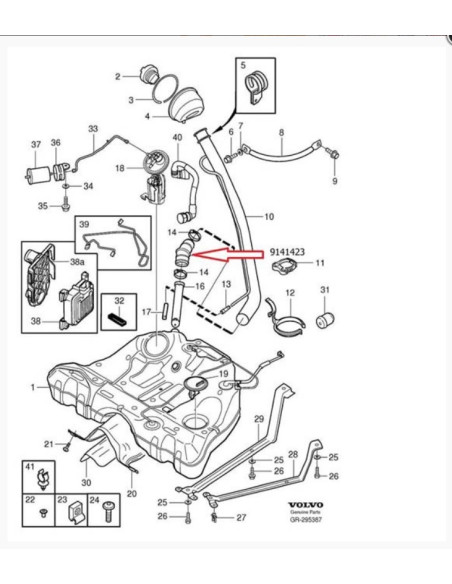 Volvo S60, S80 V70, XC90 degvielas caurule 9141423